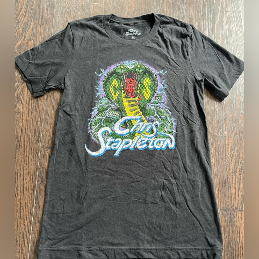 Snake Graphic Black Tee with Vibrant Green and Yellow Print